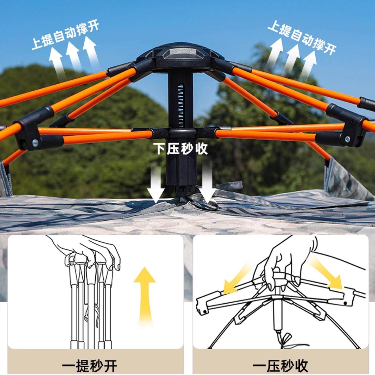 公自动速狼开帐篷户外野营携双层加防晒防雨防风HUT厚便露营装备