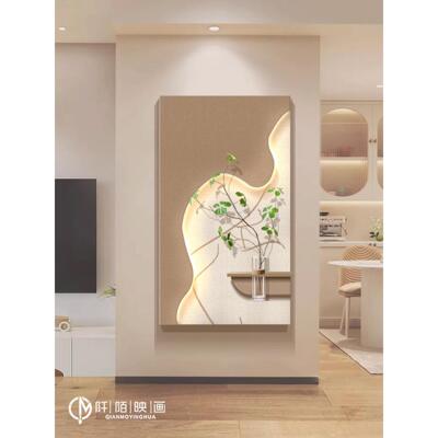 立体砂岩入户正门对人物玄关装背饰氛画围灯画轻奢客QMYH-202厅景
