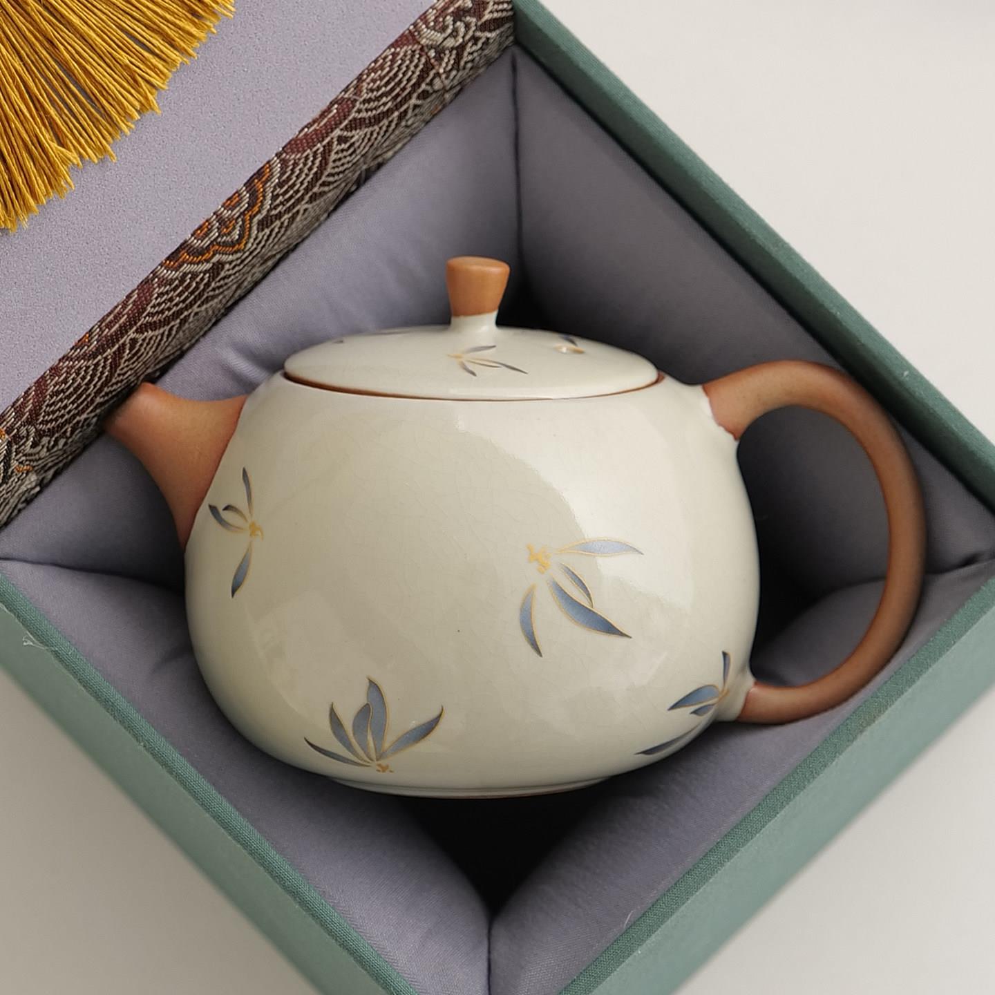 窑开汝片可养西施壶功夫茶具单个一人用冲茶壶202新款6泡素语米黄