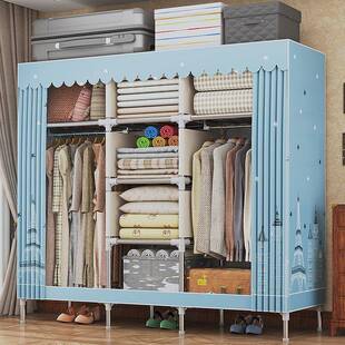 简易衣柜现代简约布衣布衣柜25柜钢管加加固卧出租粗房家用室收纳