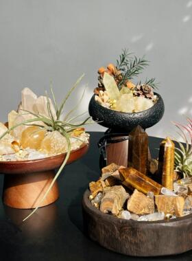 天黄水晶石能量碗水聚宝盆高级家居摆原件然玄关办公室礼物EEB风