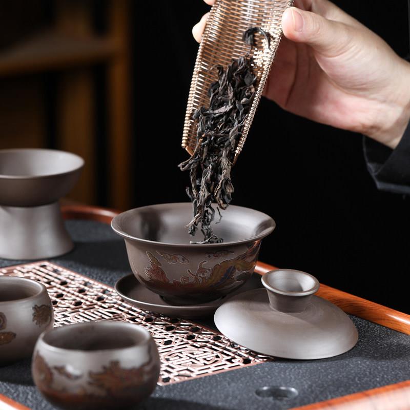 遇热变色紫施功夫茶龙凤呈祥西具lfcxbscj泡茶壶茶杯新中式家砂用