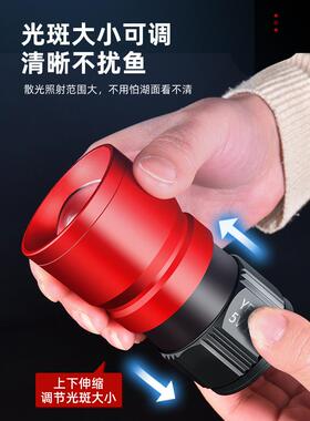 钓蓝YF206光钓夜钓灯t6灯珠5V大功鱼率台超灯亮鱼灯外接USB强光灯