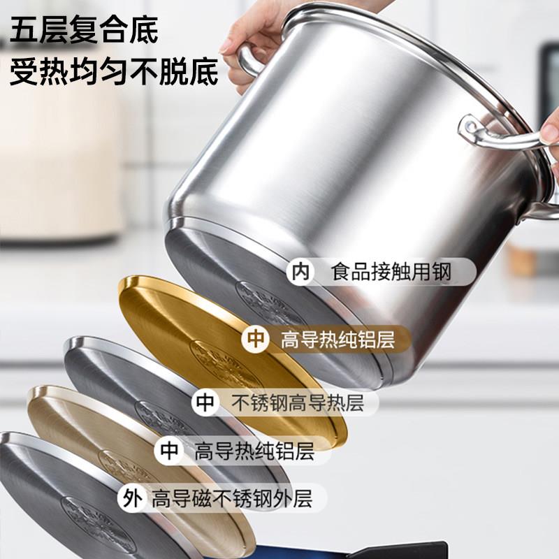 不锈钢汤特厚家用食品级锅煮锅电磁炉粥锅燃蒸气灶专用煮锅大容量