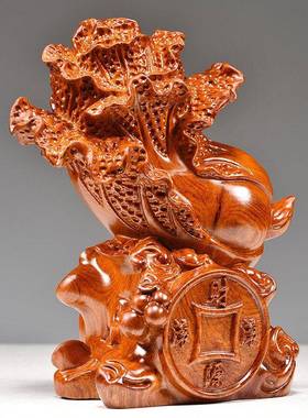 梨木雕花刻白菜摆件实木家装居客厅送桌面饰开业百财礼红木工xzt-