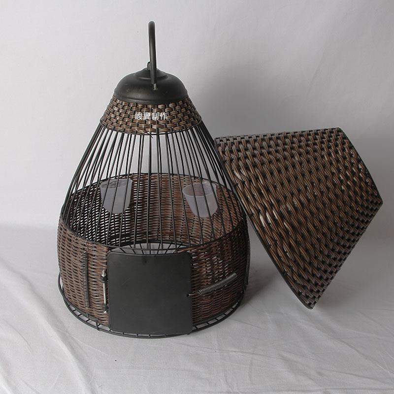 峻翼手TDP工制漆作不锈钢烤黑 金属笼鹧鸪养殖笼竹编 竹鸡鸪鸟鹧
