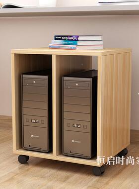 落地主机柜98007实木脑机箱放置收纳架打印机台架置物架式主机电