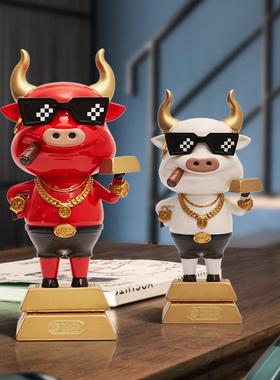 摆牛年礼品牛冲天土豪888家居装饰品客厅电视柜气招财牛件开业礼