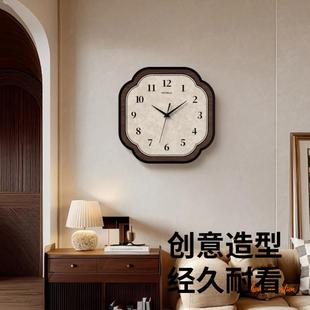 简约现EKQ英代厅挂钟家奢用时钟挂墙石钟表餐厅中式复古轻客静音