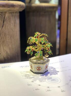 合金珐彩手工钱树摆XKG饰件纯手工树风生水起摇琅如意装商务礼品