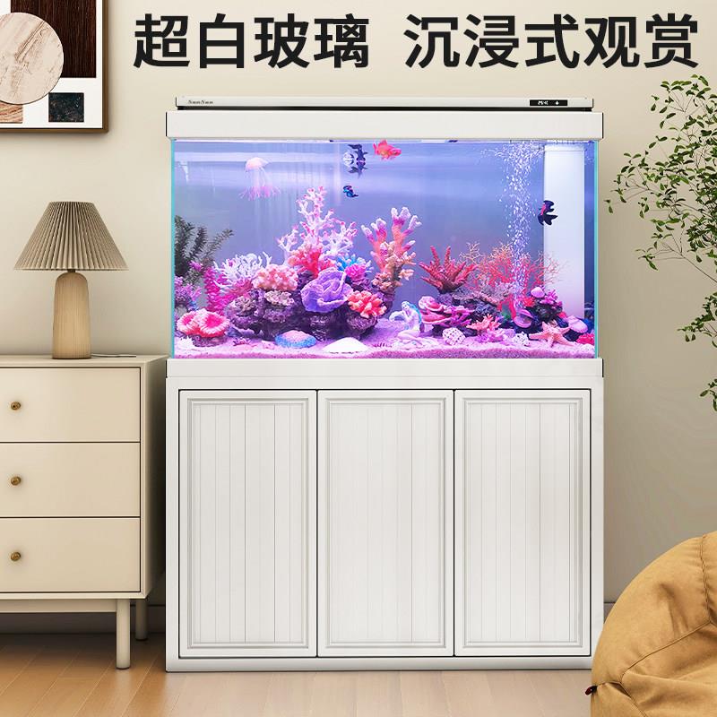 新款厅超白HMTX玻璃鱼缸客大型过底滤生态族箱家用龙水鱼缸