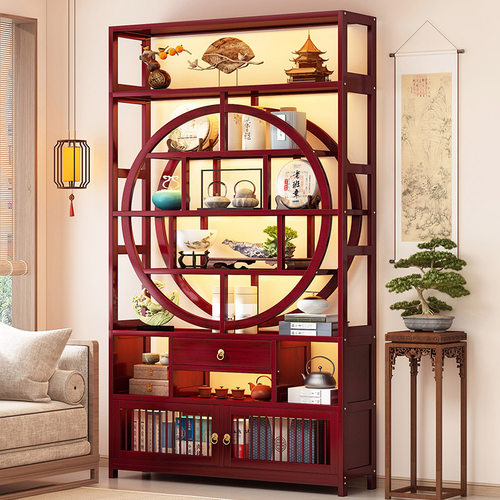 博古架非实木中式茶叶展示柜茶架茶柜置物架茶室紫砂壶茶具收纳层