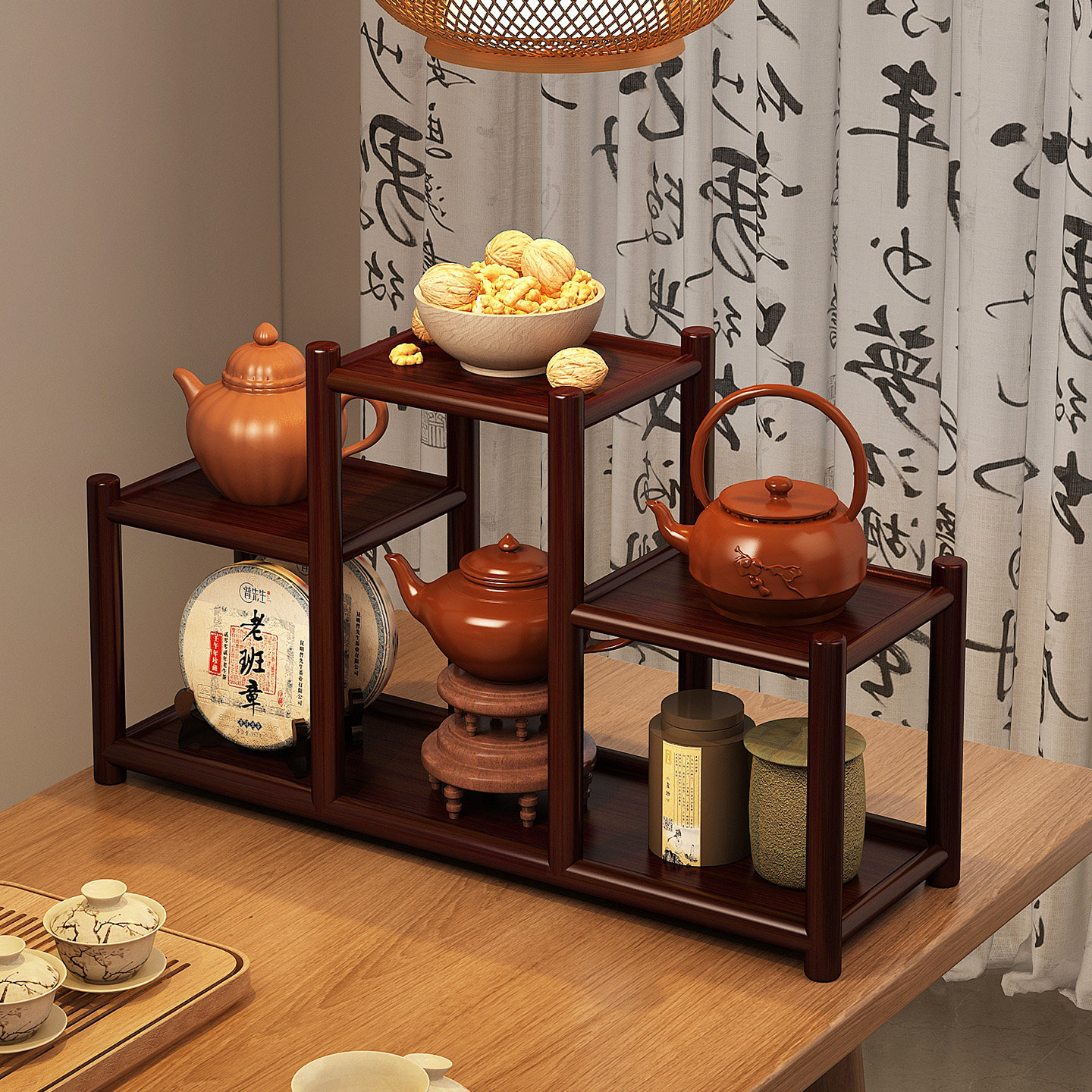 茶杯架桌面博古架茶具茶壶收纳架图片