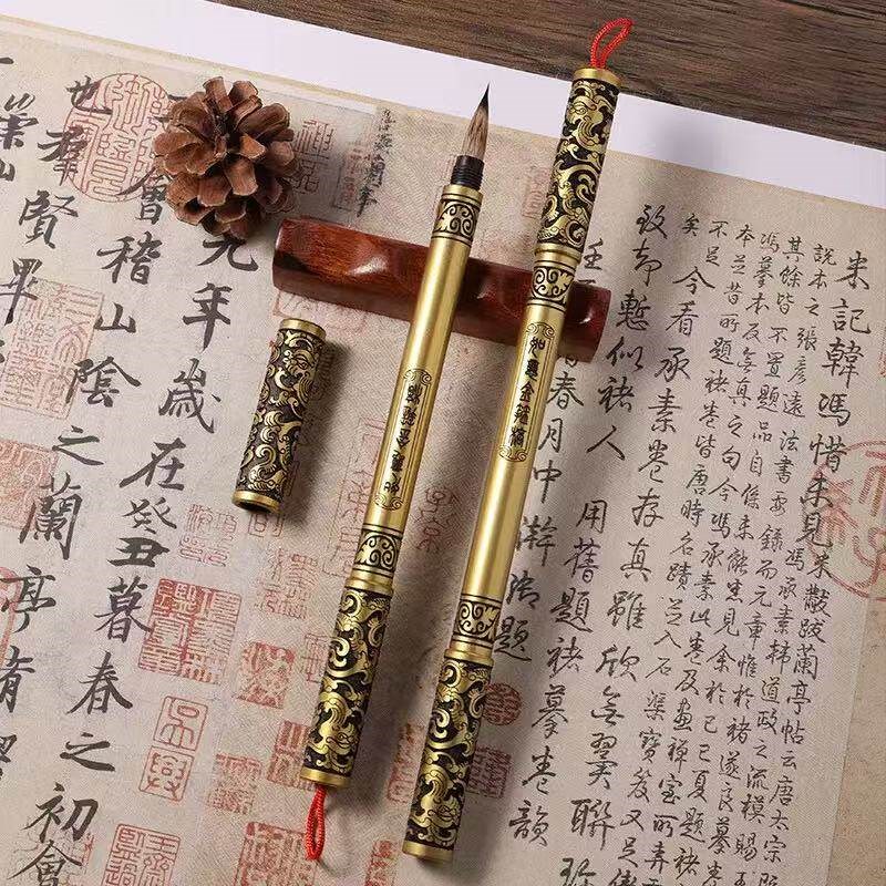 速发如意金箍棒狼毫毛笔紫毫双头小楷钢笔式毛笔初学抄经