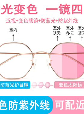 速发感光变色太抗UV粉色镜片韩视太有度近数版潮
