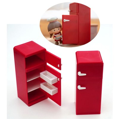 速发1:12迷你冰箱厨房过家家景具展示盒房间场玩摆件人大小孩喜欢