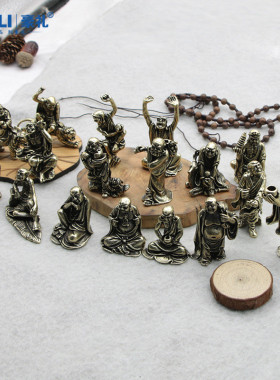 速发仿古实佛黄铜十八罗汉摆件一套纯铜铜心迷你小铜佛古玩人像铜