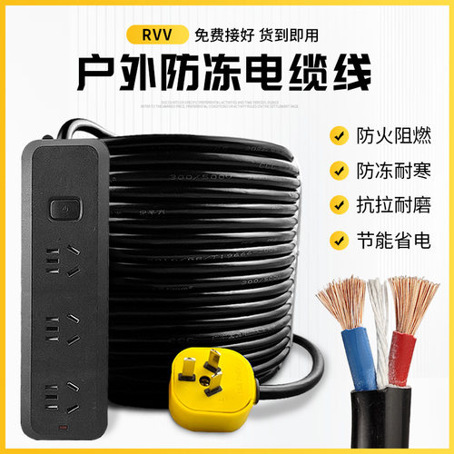 速发家用电线2芯RVV带1.电缆线插.5/2头5/4平方电车充电办公软线