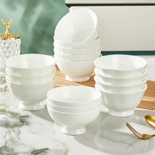 速发唐碗白骨瓷碗家饭2025新款釉下彩健康吃用山组合餐具套装10个