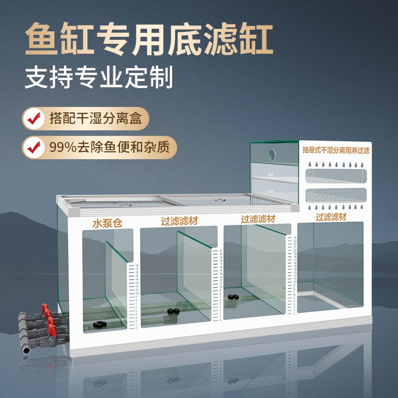 速发鱼缸底分缸底滤槽过滤盒干湿滤离板干湿分离槽下滤缸浮法玻璃