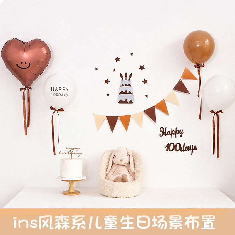 速发宝宝婴儿月龄照满月百岁100天生置周天气球背景布日装饰moth