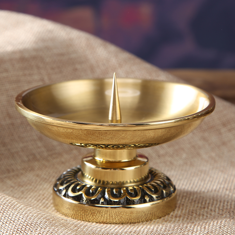 速发涛羽铜烛台 供佛前油灯灯座 烛古灯架佛酥家用复台烛台摆件