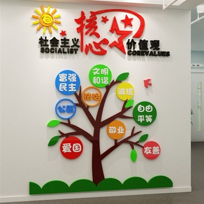 速发社会主义核心价值观墙贴党建文化墙设计活动室装饰亚克力立体