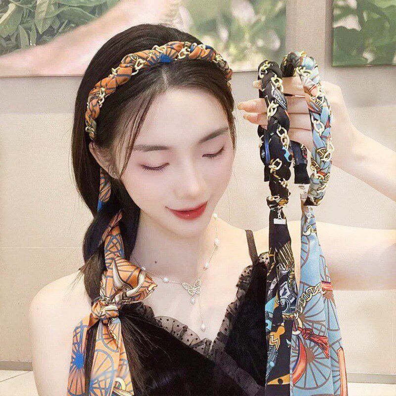 速发复艺链条发飘宫廷缎面布古发箍压发卡头箍箍带绑发一体系编发