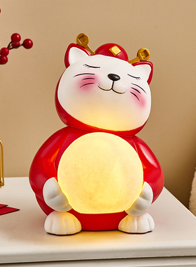 速发创意可爱招财猫小夜灯202爆款床头件卧室摆灯生日礼物送闺蜜