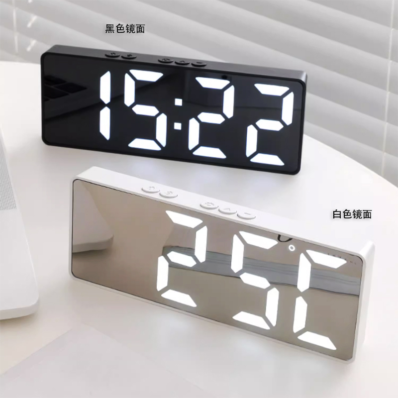 速发字光镜面时钟桌面钟表时间表摆台式摆闹数夜电子件钟