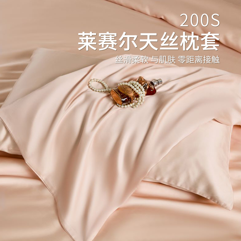 速发100S兰精天丝人套一对家用真丝枕头套高级单枕学生宿舍枕芯内