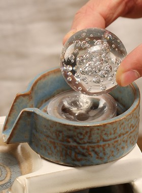 速发气泡冰裂晶转动池假山上水石流水喷泉水景盆球4568厘米球托