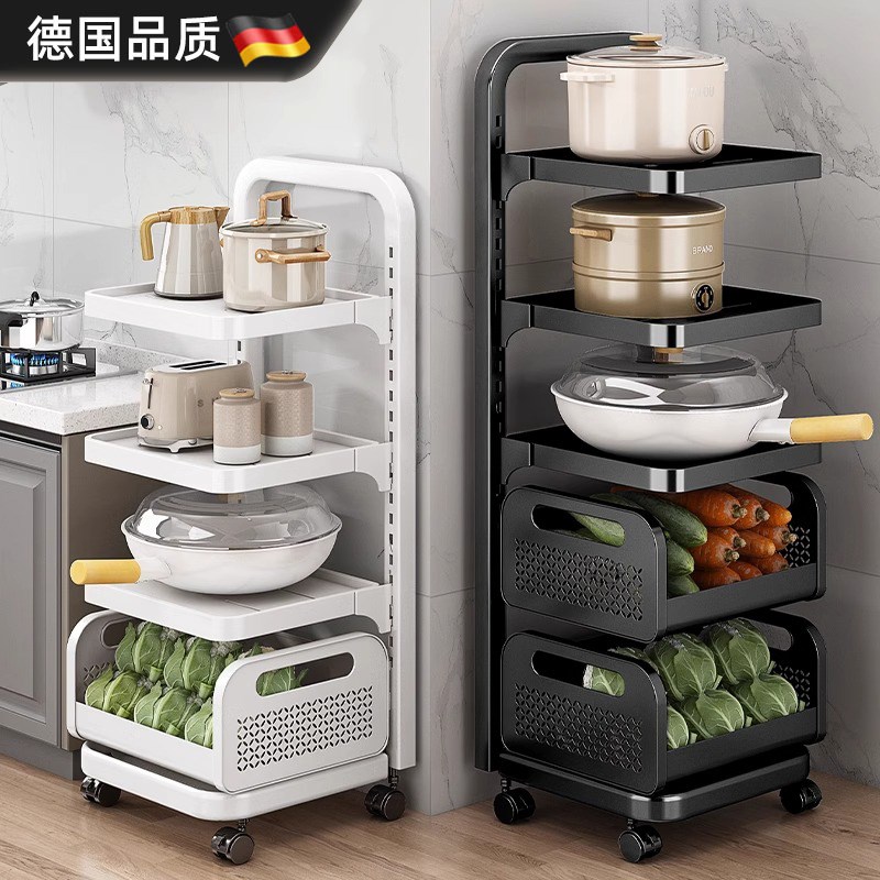 速发厨房置物架落地式多架推层果蔬菜篮子小多车锅功能锅具收纳架