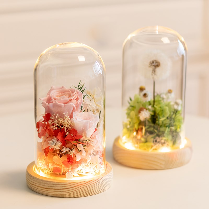 速发发光摆生干花玻璃罩永件情人节高端手龙团建沙工活动材料包