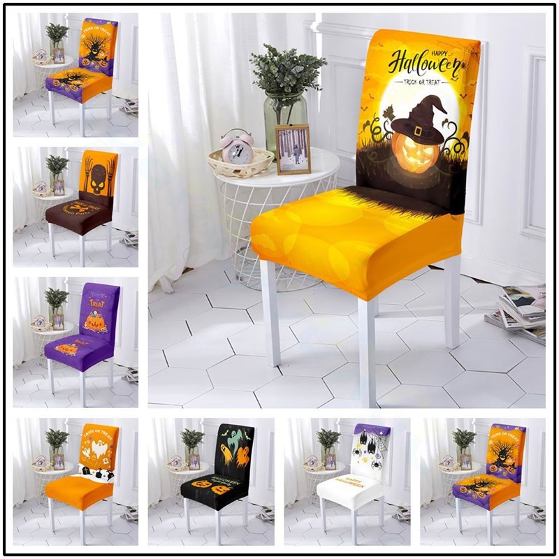 速发圣节椅套牛奶水弹保印花椅子套罩可拆卸通用座椅套丝洗力护罩