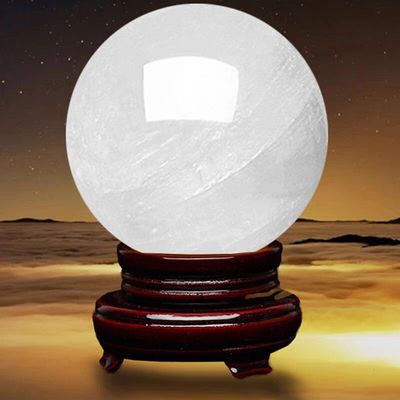 速发白色水晶球摆件方解冰洲石材中式镇宅化解江苏连云港东海