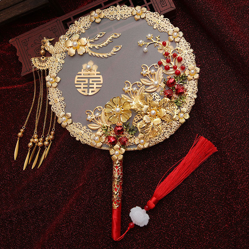 速发古手团扇新娘结婚庆中式婚礼出嫁喜成手捧花风工秀禾服扇品扇