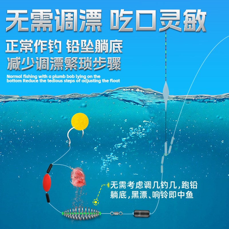 速发反底钓线组珠珠钓鱼欧鲤欧式钓组草鱼鲤鱼李火明翻转钩