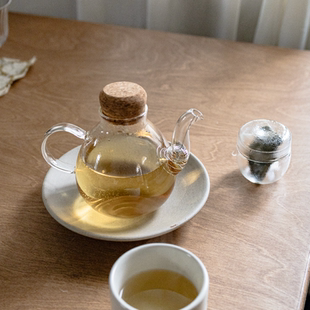 家用玻璃水壶高硼硅冷茶壶花茶壶耐高温木塞泡茶壶高颜值 目外新品