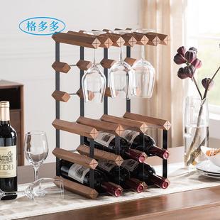 格多多实木家用简约红酒展示架葡萄酒挂高脚杯架杯酒沙比新疆包邮