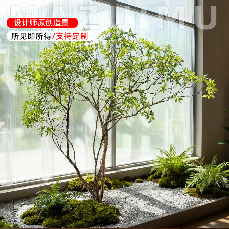 马醉木仿真绿植造景植物景观大型橱窗装饰摆件轻奢落地盆栽仿生树