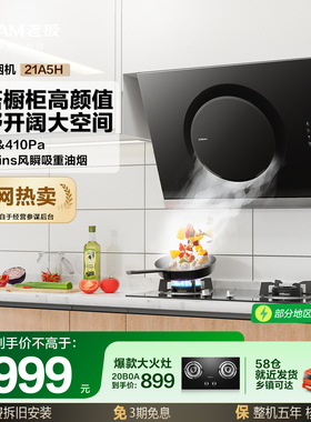 老板21A5H油烟机厨房侧吸大吸力租房小型家用免拆洗易洁官方旗舰