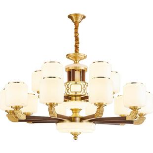 全铜吊灯新中式 灯具 客厅灯高档别墅餐厅卧室大厅实木家用2024新款