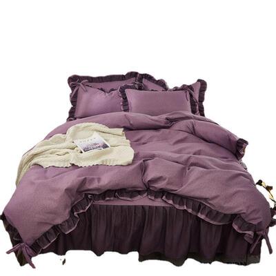 WZ80925欧式公主风床裙四件式套磨毛蕾丝花边套床上用被品4韩1.51