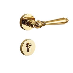 法式静音门锁一体锁卧室轻奢金色木门家用执手锁室内房间把手锁具