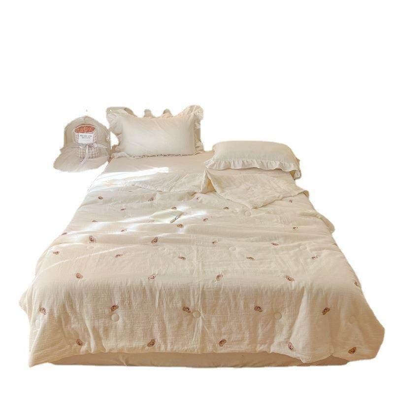 母婴纯双层调夏凉被软全YH糯刺绣春棉秋空薄被子棉单双人可机洗,床上用品,化纤被,淘宝优惠券,粉丝福利购,淘宝优惠卷