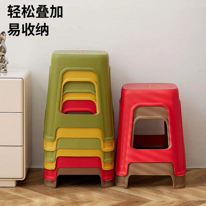（2-8个装）熟胶加厚塑料凳子防板滑高凳凳家用客厅成人方凳新品