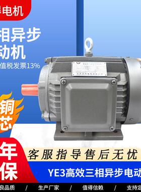 YE3三相异步电动机380v0.75w1.1w1..5WYE3高效全铜电机