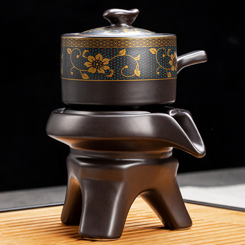 懒人茶具套装家用喝茶防烫泡茶壶陶瓷功夫茶杯石磨半自动冲茶神器