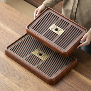 轻奢小型储水式茶台功夫茶具竹制茶海简约干泡台托盘密胺茶盘家用